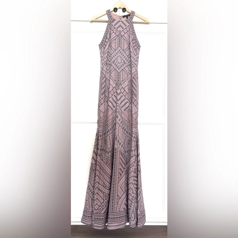 BCBGMaxAzria Felicia Burnout Mesh Gown in Antique Rose